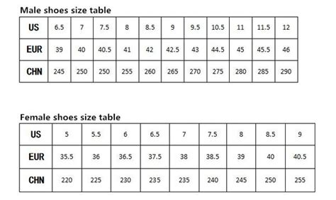 anta shoe size chart.